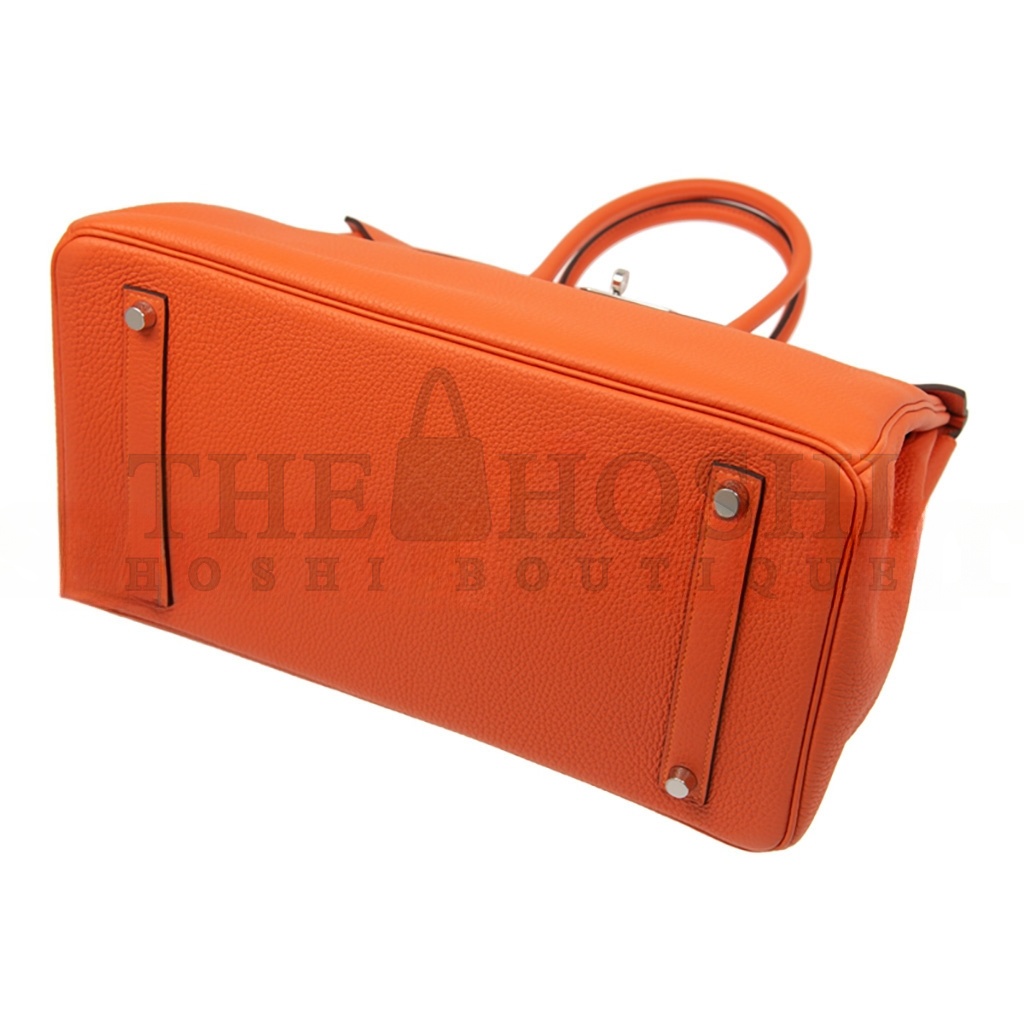 H**me5 BIRKIN 25 TOGO LEATHER ORANGE SILVER BUCKLE BAG 521791 (25*20*13cm) Master Quality
